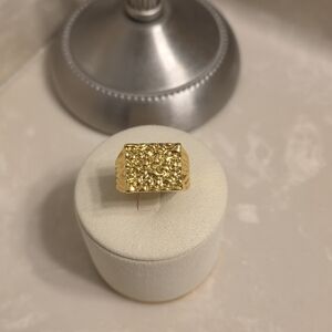 Men's Hammered Gold Statement Ring Size 10